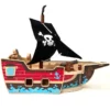 QPACK - BATEAU PIRATE EN BOIS AVEC PIÈCES DE JEU, 31 PIÈCES