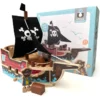 QPACK - BATEAU PIRATE EN BOIS AVEC PIÈCES DE JEU, 31 PIÈCES