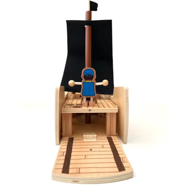 QPACK - BATEAU PIRATE EN BOIS AVEC PIÈCES DE JEU, 31 PIÈCES