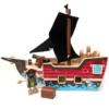 QPACK - BATEAU PIRATE EN BOIS AVEC PIÈCES DE JEU, 31 PIÈCES